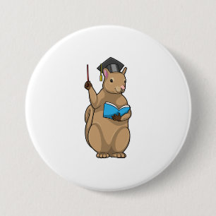 Badge Rond 7,6 Cm Écureuil comme enseignant avec livre