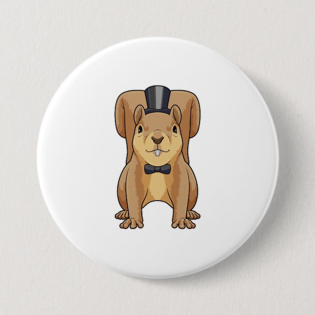 Badge Rond 7,6 Cm Écureuil en marié avec costume (Devant)