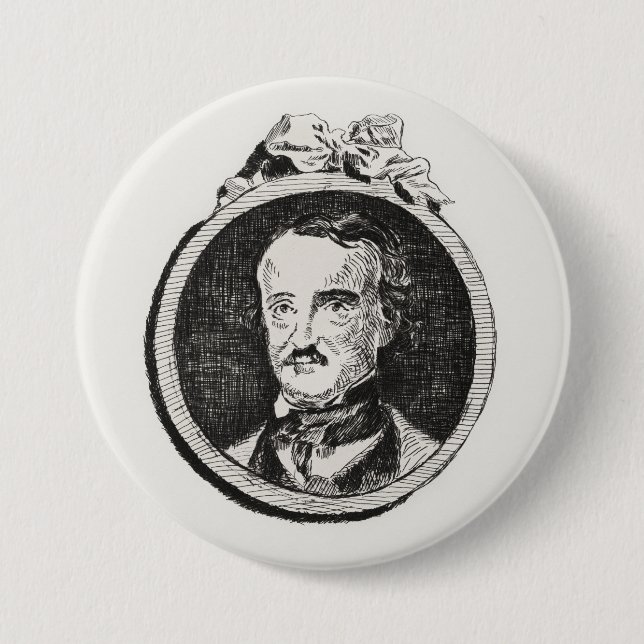 Badge Rond 7,6 Cm Edgar Allan Poe (Devant)