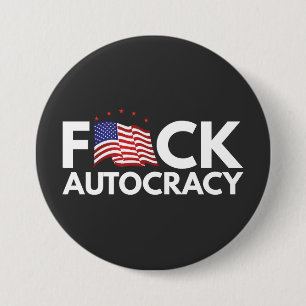 Badge Rond 7,6 Cm Effacer l'autocratie en texte blanc