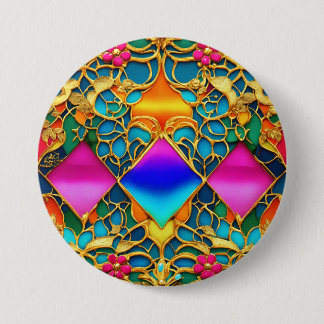 Badge Rond 7,6 Cm Elégant Futuriste Manoir Français Intérieur