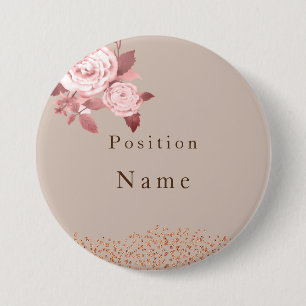Badge Rond 7,6 Cm Élégant Nom du Mariage Rose chic