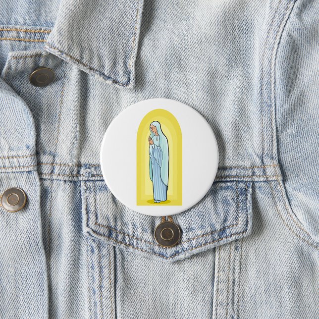 Badge Rond 7,6 Cm Elegant Virgin Mary Catholic Religious (Créateur téléchargé)