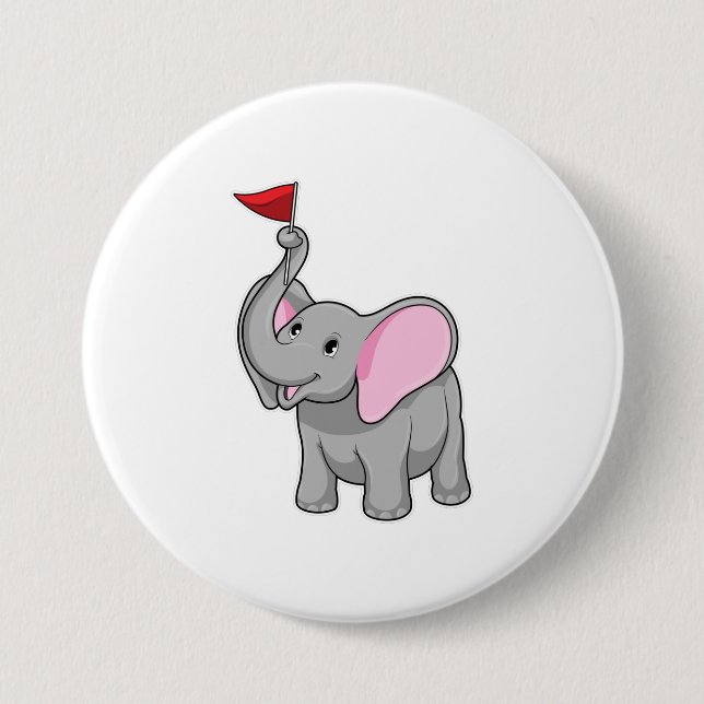Badge Rond 7,6 Cm Elephant (Devant)