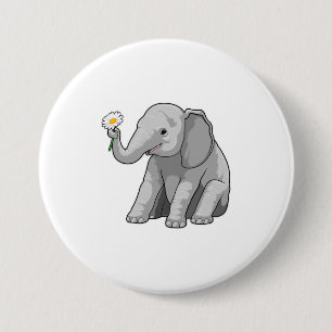 Badge Rond 7,6 Cm Eléphant à fleurs