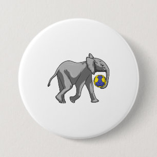 Badge Rond 7,6 Cm Elephant à Handball Sports