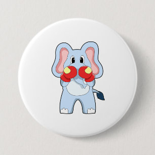 Badge Rond 7,6 Cm Eléphant à la boxe avec gants de boxe