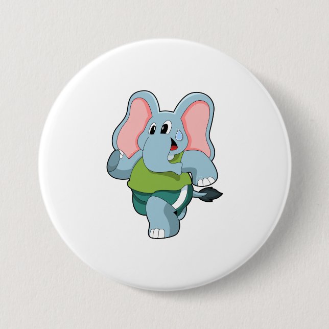 Badge Rond 7,6 Cm Eléphant à la course (Devant)