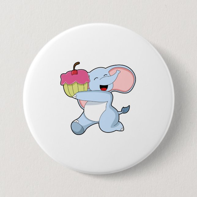 Badge Rond 7,6 Cm Eléphant au gâteau (Devant)