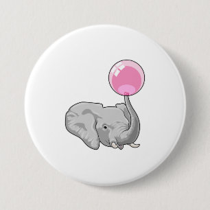 Badge Rond 7,6 Cm Eléphant avec ballon