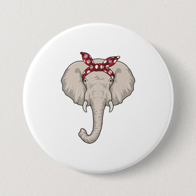 Badge Rond 7,6 Cm Eléphant avec Bandana (Devant)