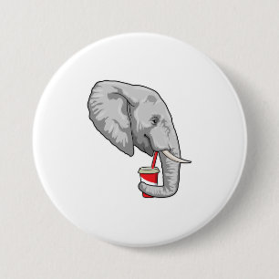 Badge Rond 7,6 Cm Eléphant avec boisson