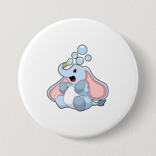 Badge Rond 7,6 Cm Eléphant avec bulles d'eau