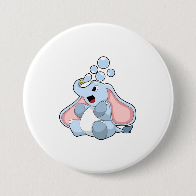 Badge Rond 7,6 Cm Eléphant avec bulles d'eau (Devant)