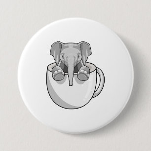 Badge Rond 7,6 Cm Elephant avec la coupe