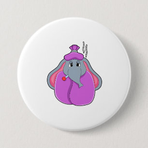 Badge Rond 7,6 Cm Eléphant avec thermomètre à fièvre