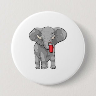 Badge Rond 7,6 Cm Eléphant Boire de la tasse