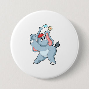 Badge Rond 7,6 Cm Éléphant de baseball