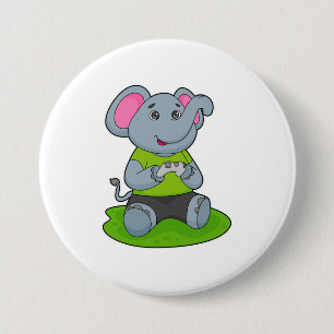 Badge Rond 7,6 Cm Eléphant en Gamer