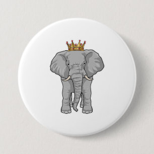 Badge Rond 7,6 Cm Elephant King Crown