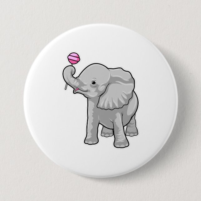 Badge Rond 7,6 Cm Eléphant Lollipop (Devant)
