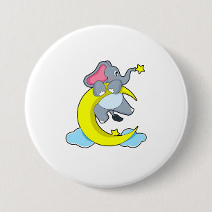 Badge Rond 7,6 Cm Eléphant sur les nuages