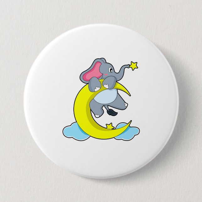 Badge Rond 7,6 Cm Eléphant sur les nuages (Devant)