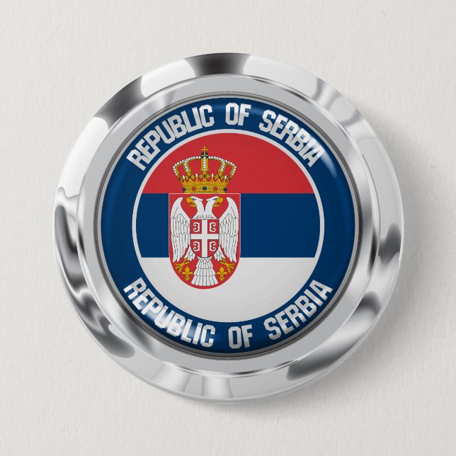 Badge Rond 7,6 Cm Emblème de la Serbie (Devant)