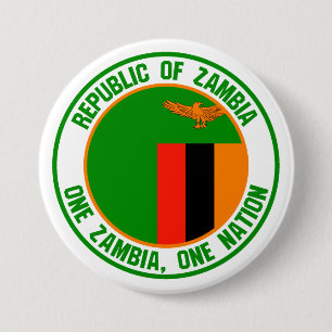 Badge Rond 7,6 Cm Emblème de la Zambie ronde