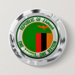 Badge Rond 7,6 Cm Emblème de la Zambie ronde
