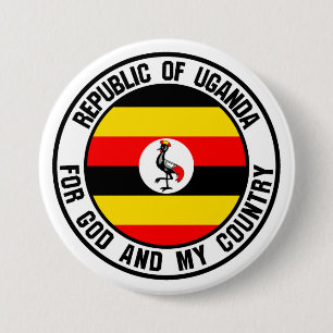 Badge Rond 7,6 Cm Emblème de l'Ouganda