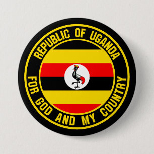 Badge Rond 7,6 Cm Emblème de l'Ouganda