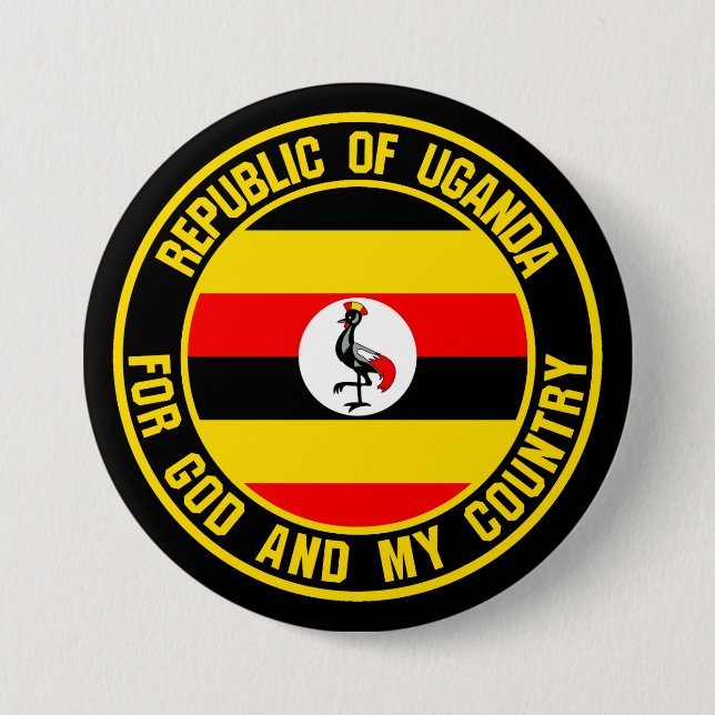 Badge Rond 7,6 Cm Emblème de l'Ouganda (Devant)