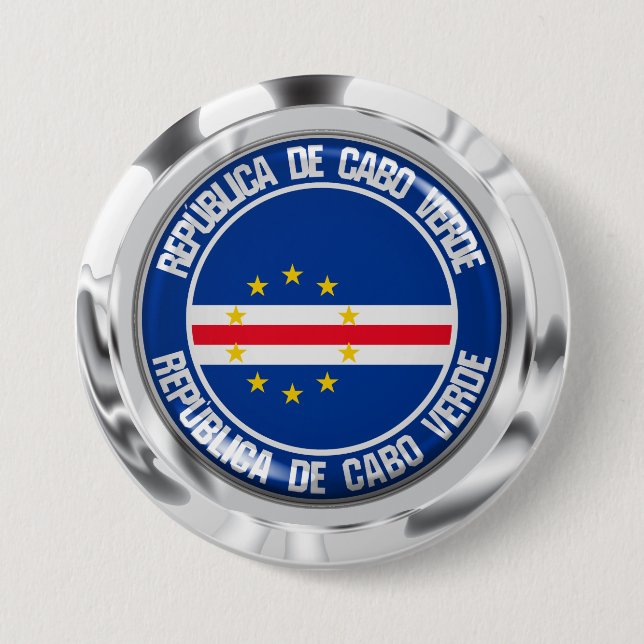 Badge Rond 7,6 Cm Emblème du Cap-Vert (Devant)