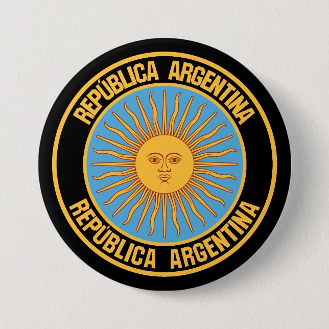 Badge Rond 7,6 Cm Emblème du cycle de l'Argentine (Devant)