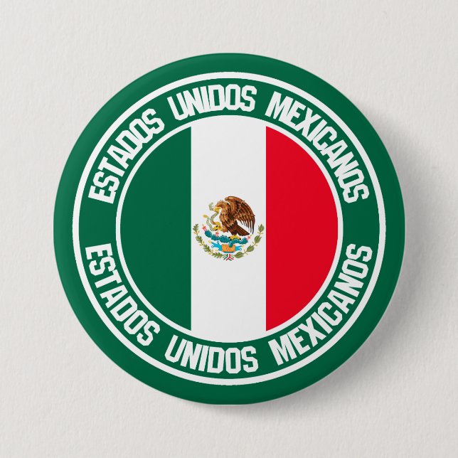 Badge Rond 7,6 Cm Emblème du cycle du Mexique (Devant)