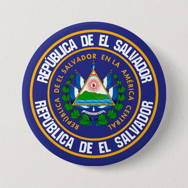 Badge Rond 7,6 Cm Emblème du cycle du Salvador (Devant)