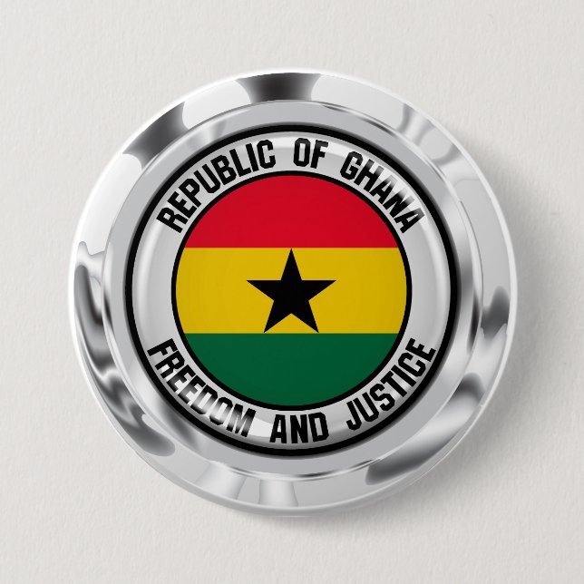 Badge Rond 7,6 Cm Emblème du Ghana (Devant)