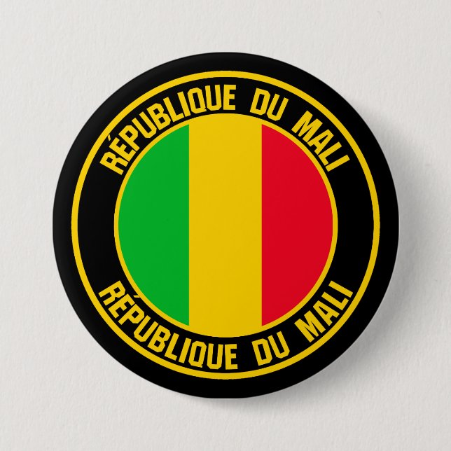 Badge Rond 7,6 Cm Emblème du Mali (Devant)