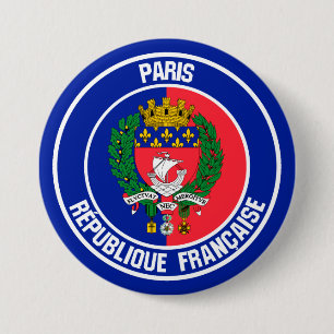 Badge Rond 7,6 Cm Emblème du Paris Round
