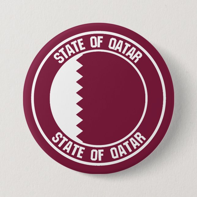 Badge Rond 7,6 Cm Emblème du Qatar Round (Devant)