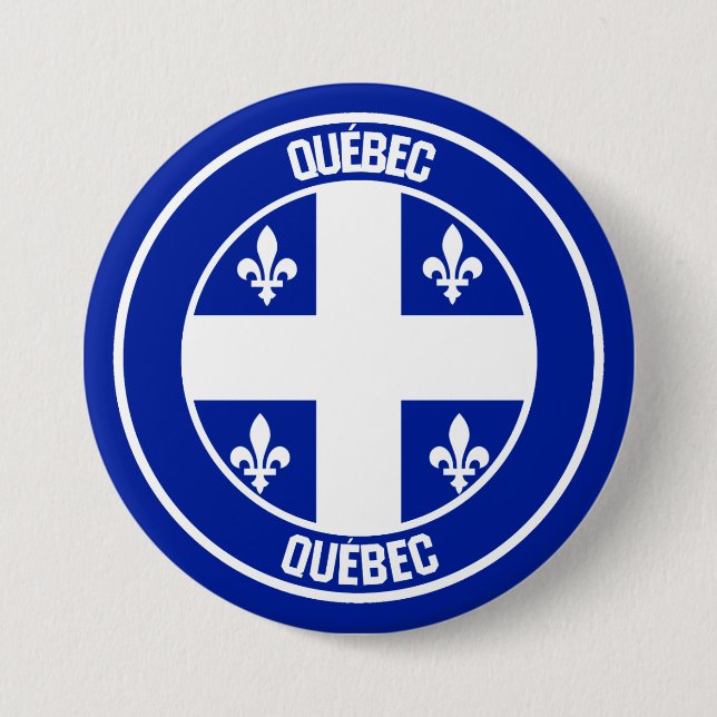 Badge Rond 7,6 Cm Emblème du Québec (Devant)