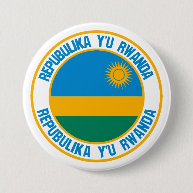 Badge Rond 7,6 Cm Emblème du Rwanda (Devant)