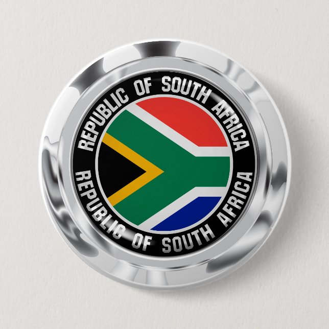 Badge Rond 7,6 Cm Emblème rond Afrique du Sud (Devant)