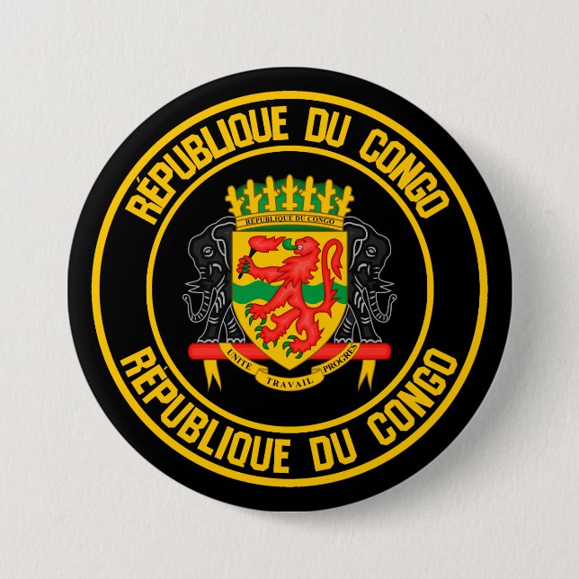 Badge Rond 7,6 Cm Emblème Rond Congo (Devant)
