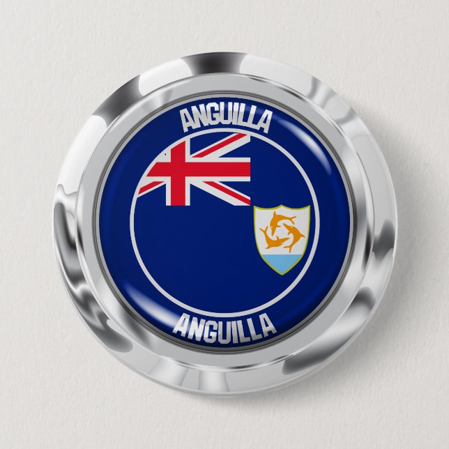 Badge Rond 7,6 Cm Emblème rond d'Anguilla (Devant)