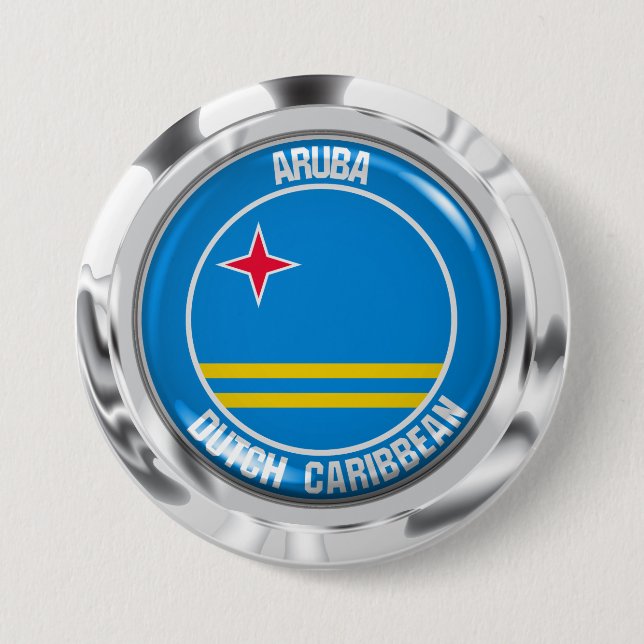 Badge Rond 7,6 Cm Emblème rond d'Aruba (Devant)