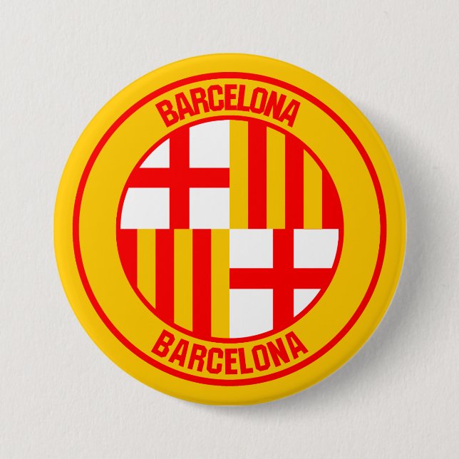Badge Rond 7,6 Cm Emblème rond de Barcelone (Devant)