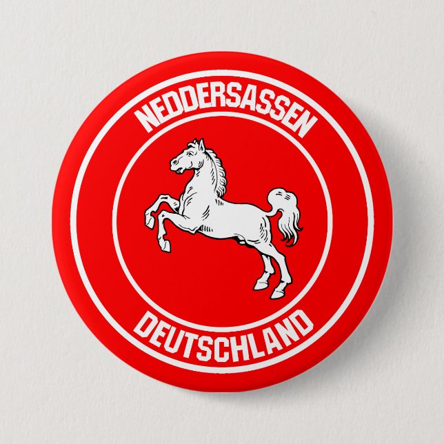 Badge Rond 7,6 Cm Emblème rond de Basse-Saxe (Devant)