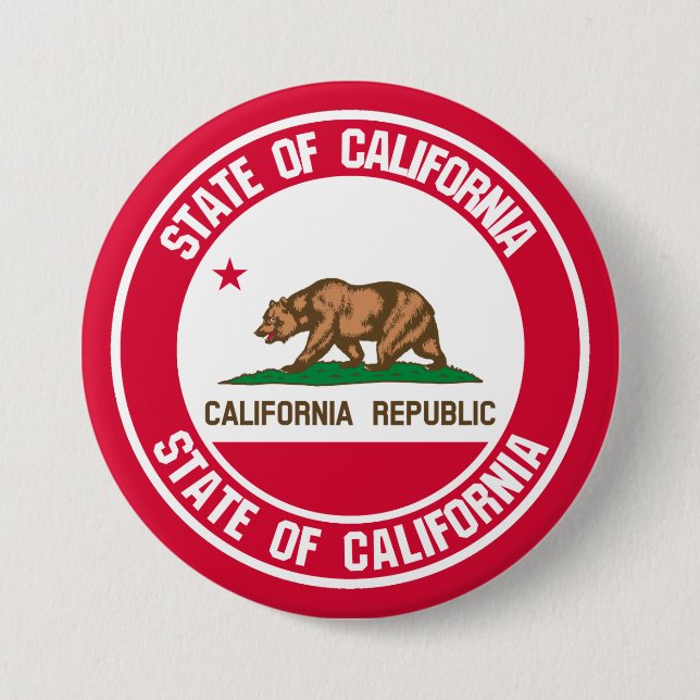 Badge Rond 7,6 Cm Emblème rond de Californie (Devant)